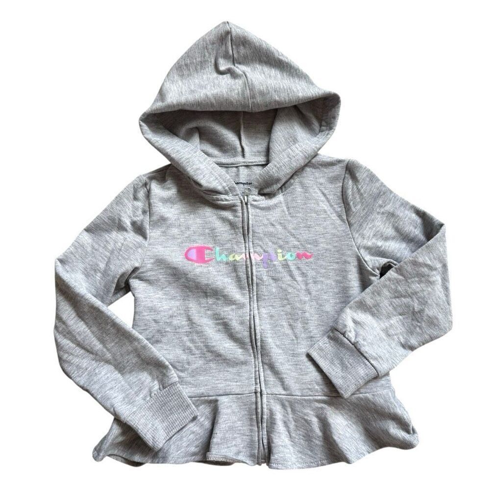 Youth Girls Champion Peplum Style Lightweight Full Zip Hoodie - Sz 5
